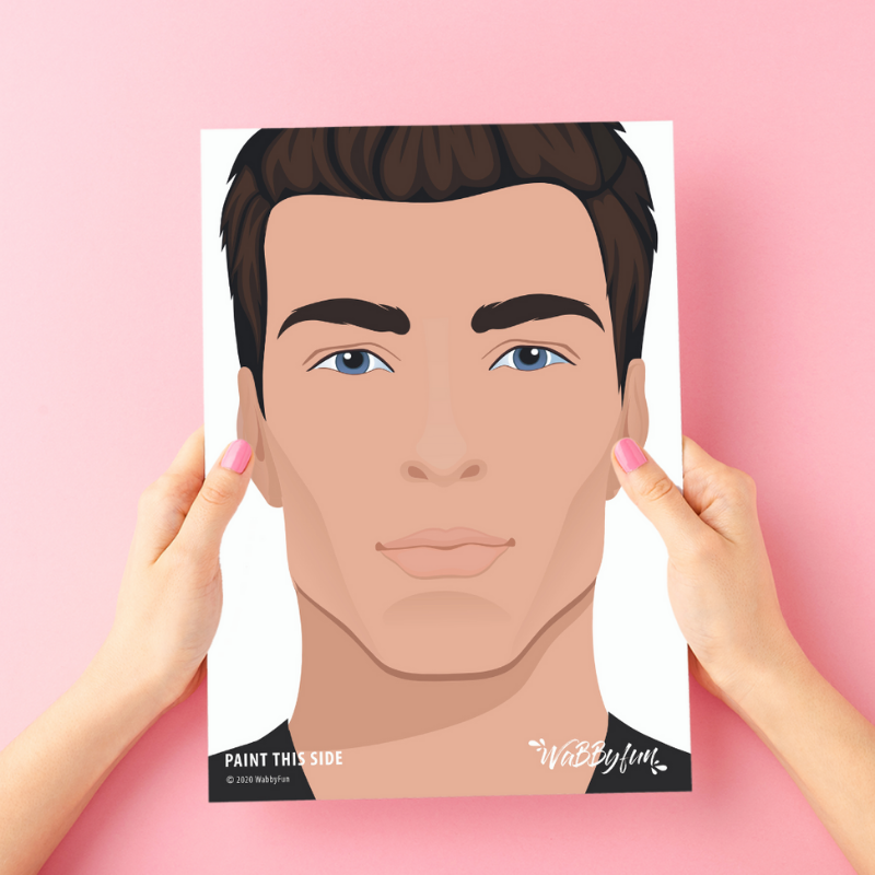 WabbyFun træningsplade øveplade til ansigtsmaling mand Nico forfra