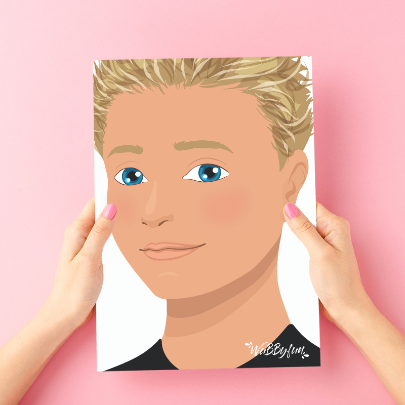 WabbyFun træningsplade øveplade til ansigtsmaling dreng Vince venstre side