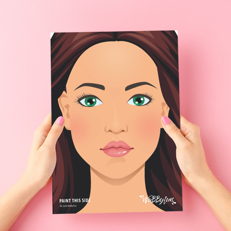 WabbyFun træningsplade øveplade til ansigtsmaling kvinde Nikki forfra