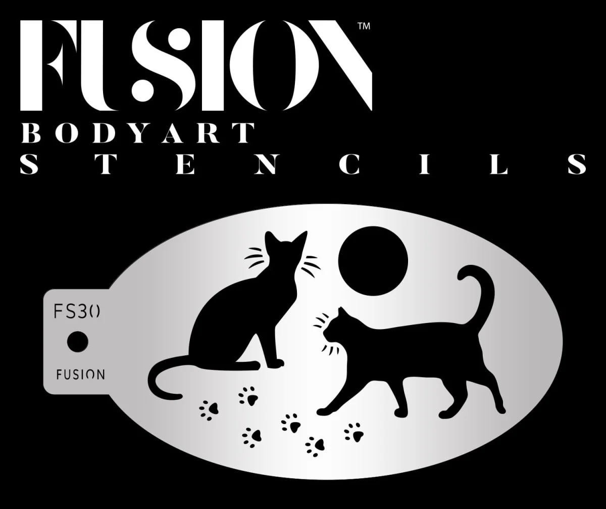 Fusion Body Art Katte og kattepoter stencil til ansigtsmaling