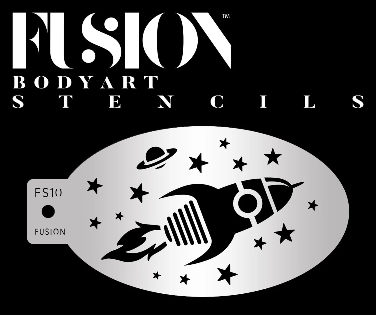 Fusion Body Art rumraket og stjerner stencil til ansigtsmaling