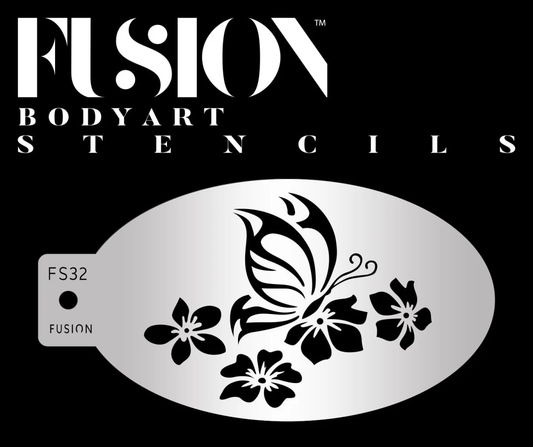 Fusion Body Art Sommerfugl og blomster stencil til ansigtsmaling