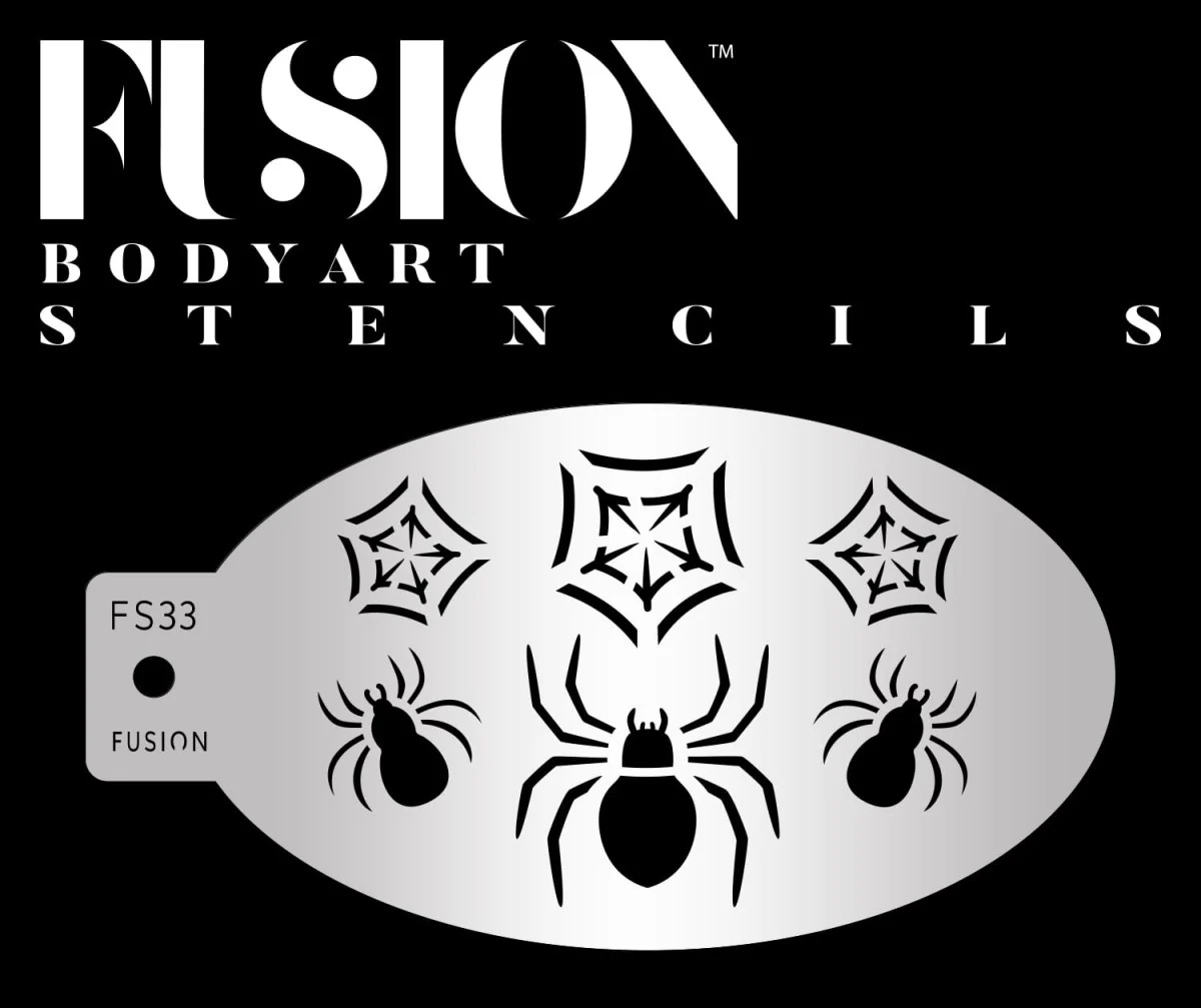 Fusion Body Art Edderkoppe og spindelvæv stencil til ansigtsmaling