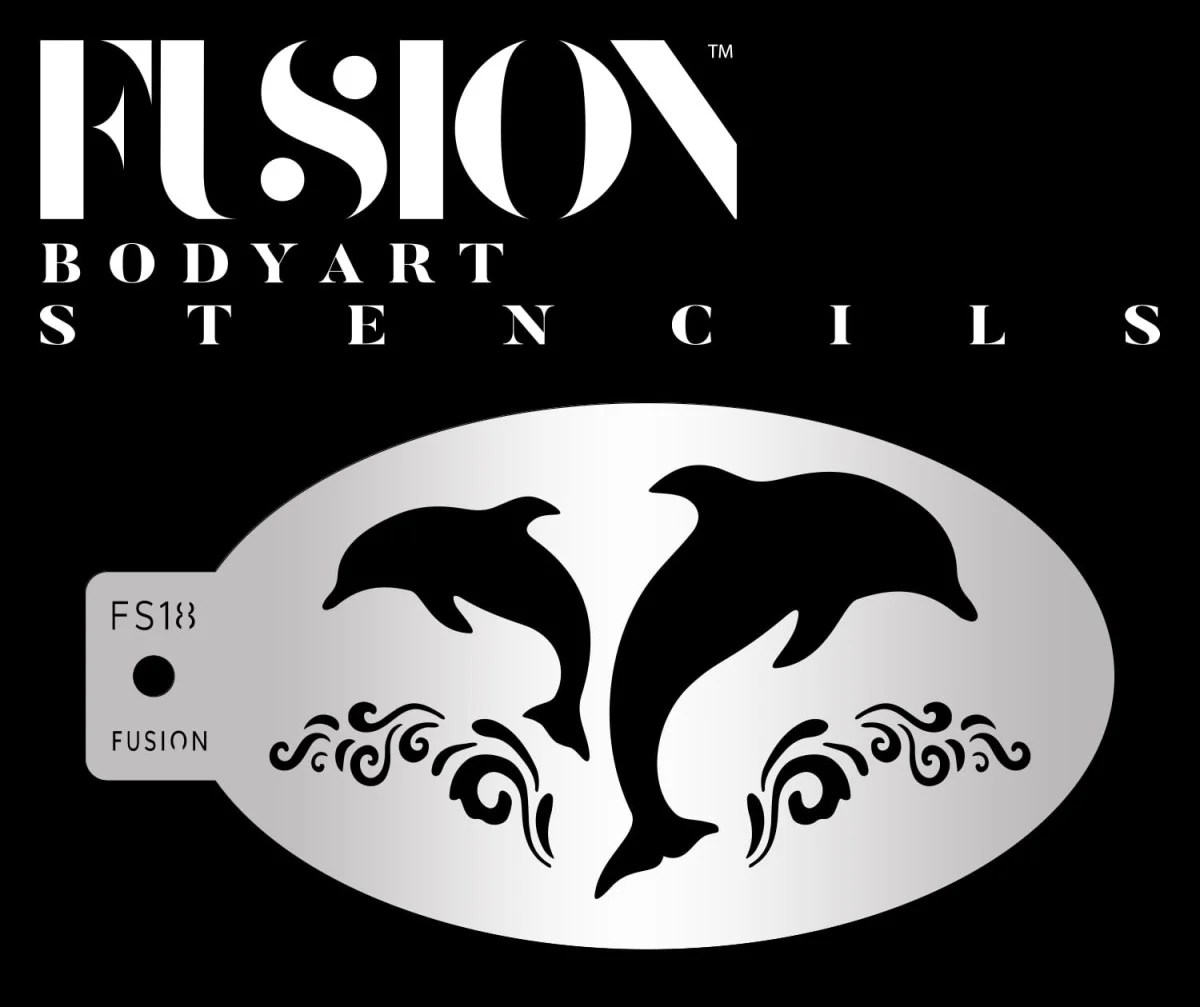 Fusion Body Art Dansende delfiner stencil til ansigtsmaling