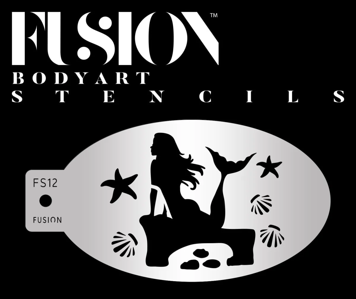 Fusion Body Art - ortryllende havfrue stencil til ansigtsmaling