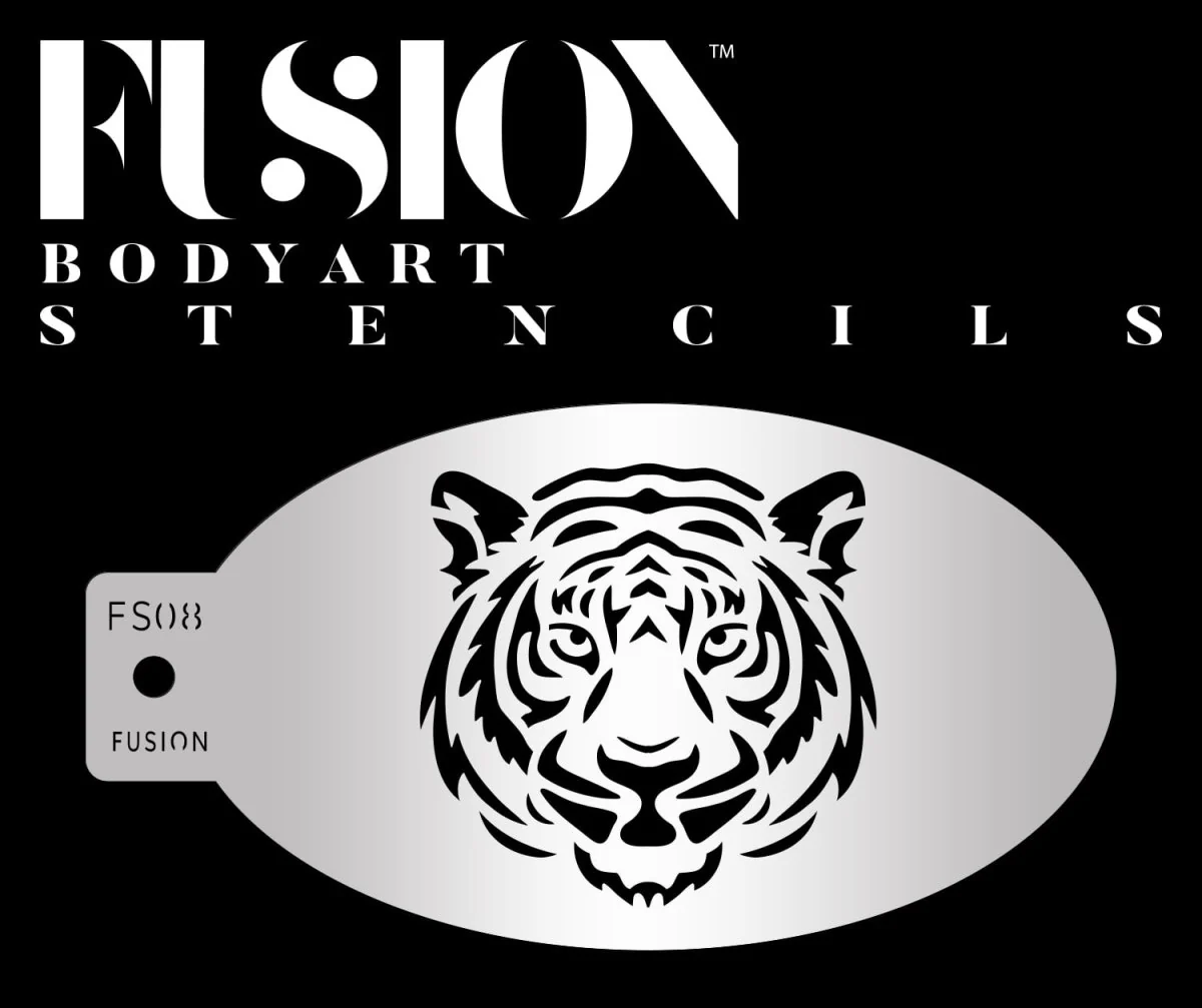 Fusion Body Art Majestætisk tiger stencil til ansigtsmaling