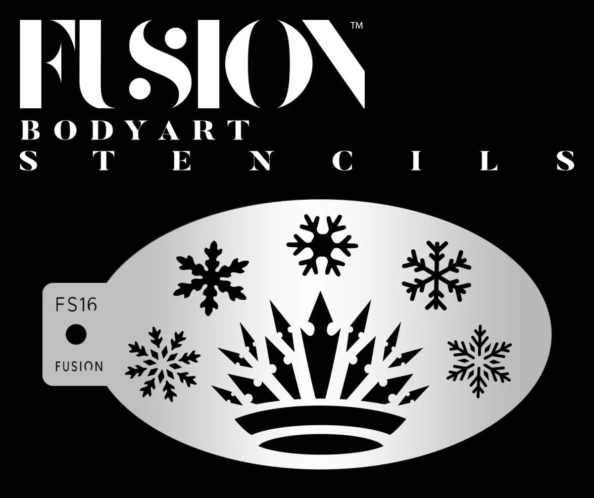 Fusion Body Art Snedronning og isprinsesse med snefnug stencil til ansigtsmaling