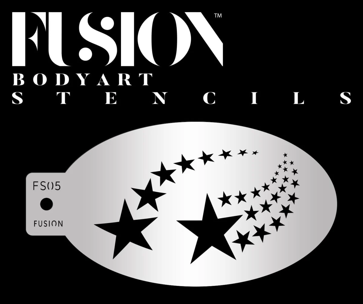 Fusion Body Art stjerner og stjerneskud stencil til ansigtsmaling