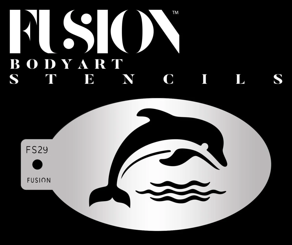 Fusion Body Art Springende delfin stencil til ansigtsmaling