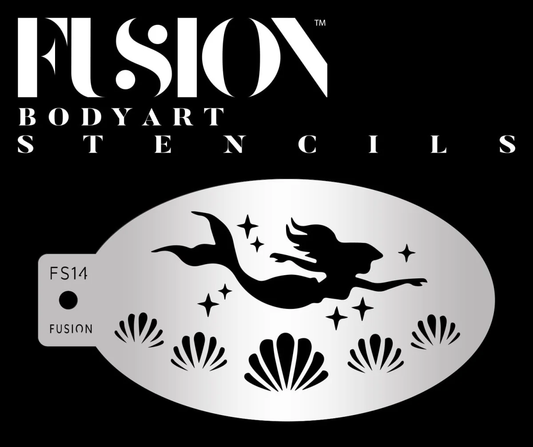 Fusion Body Art Svømmende havfrue stencil til ansigtsmaling
