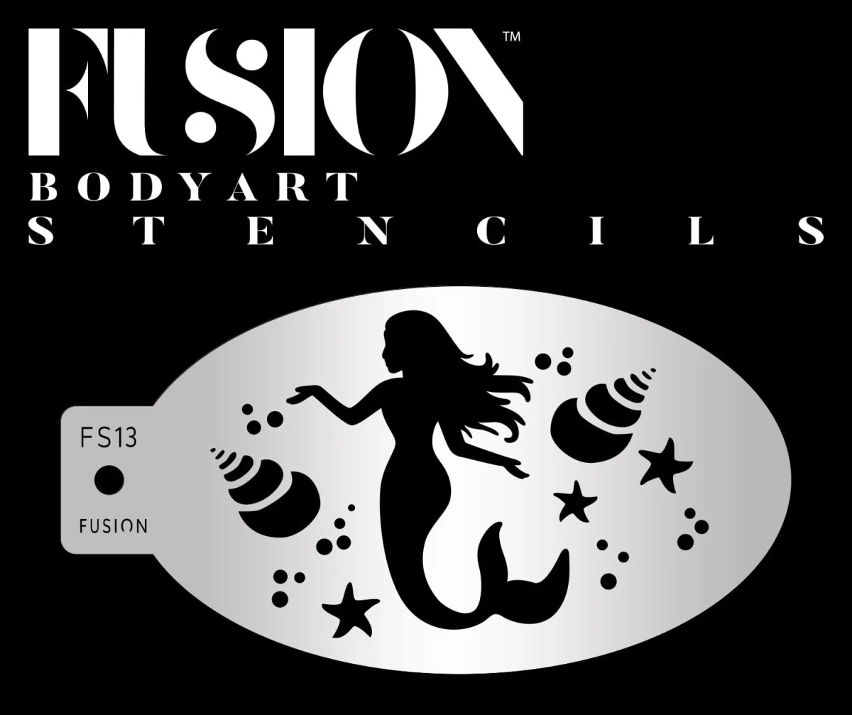 Fusion Body Art Havefrue med muslinger og stjerner stencil til ansigtsmaling