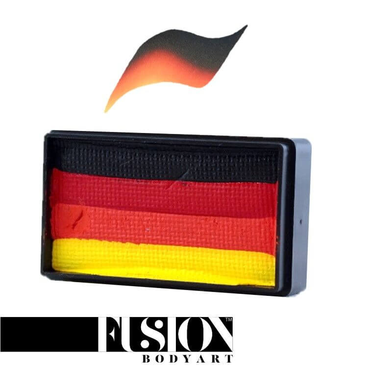 Fusion Body Art Fire Flames allergivenlig ansigtsmaling som Split Cake med gul orange rød sort 30 g