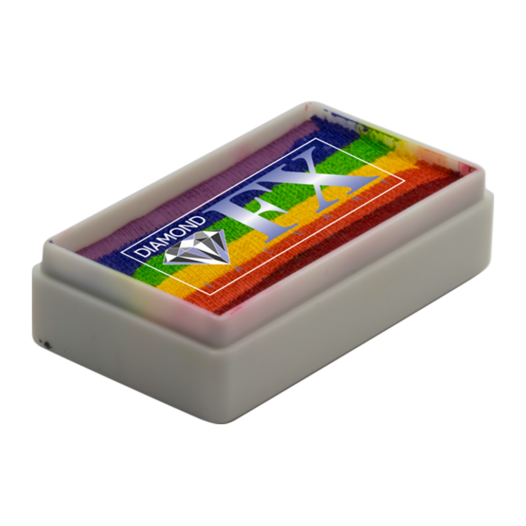 Diamond FX Flabbergasted allergivenlig ansigtsmaling regnbue split cake med lilla, blå, grøn, gul, orange og rød 28 g