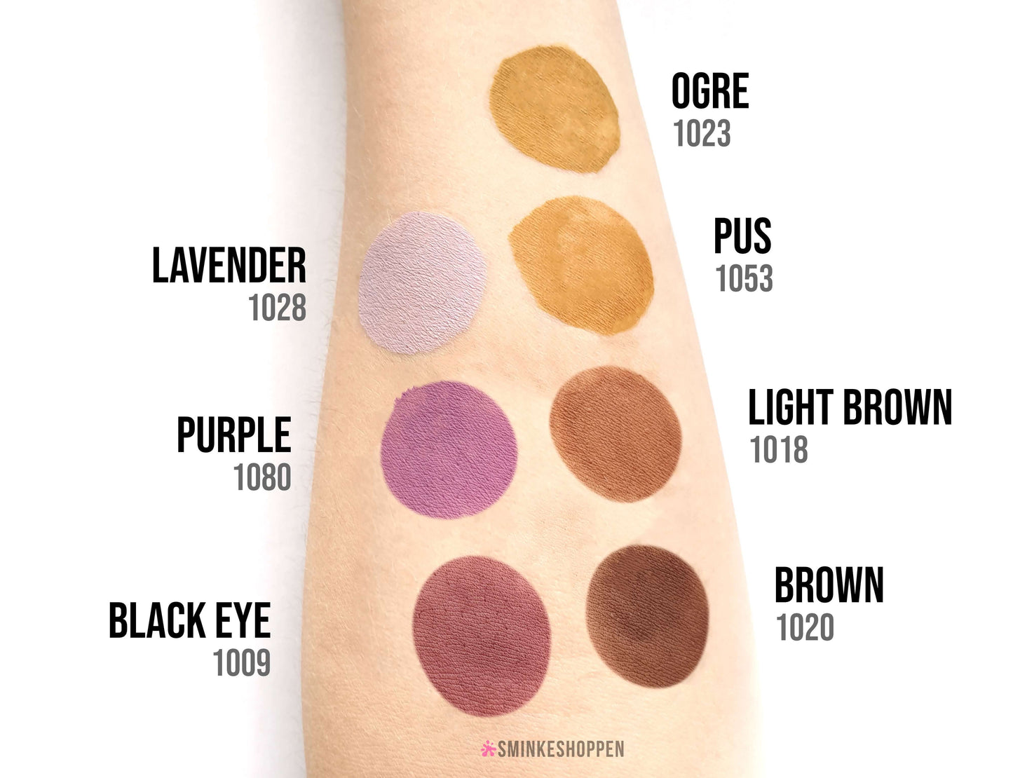 Test på hud af Diamond FX vandbaseret sminke og ansigtsmaling brun