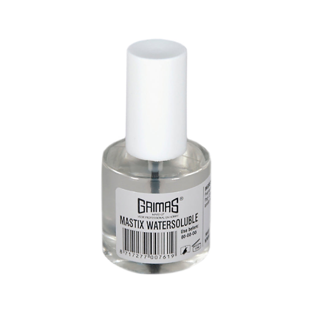 Grimas Mastix vandbaseret hudlim 10 ml i gennemsigtig glasflaske med hvidt låg