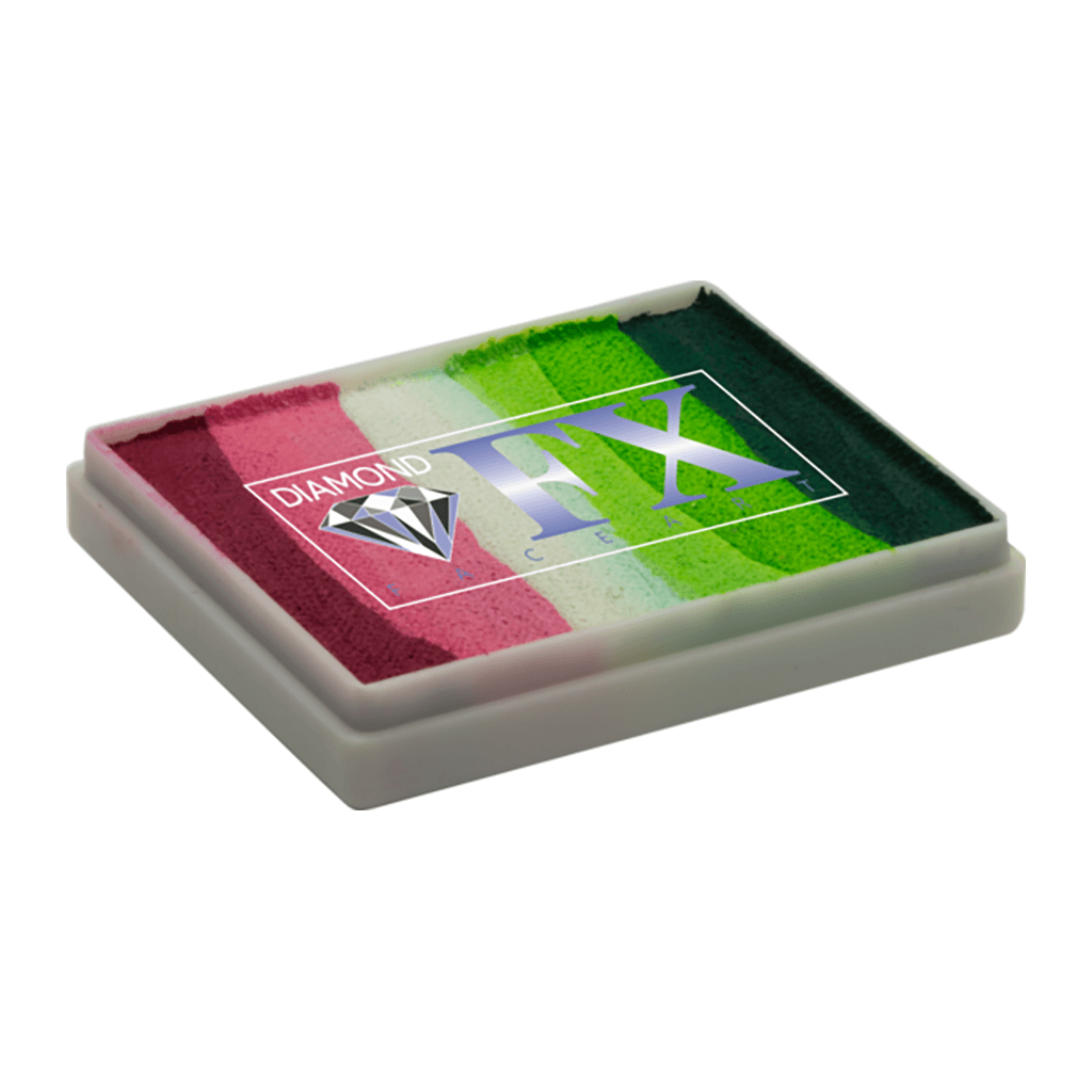 Diamond FX Mega Melon allergivenlig ansigtsmaling split cake med rød, lyserød, hvid, grøn og mørkegrøn 50 g