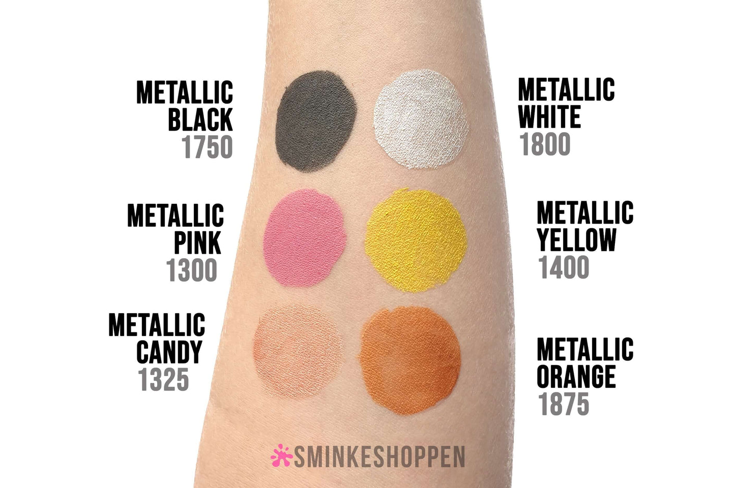 Test på hud af Diamond FX vandbaseret sminke og ansigtsmaling gul metallisk