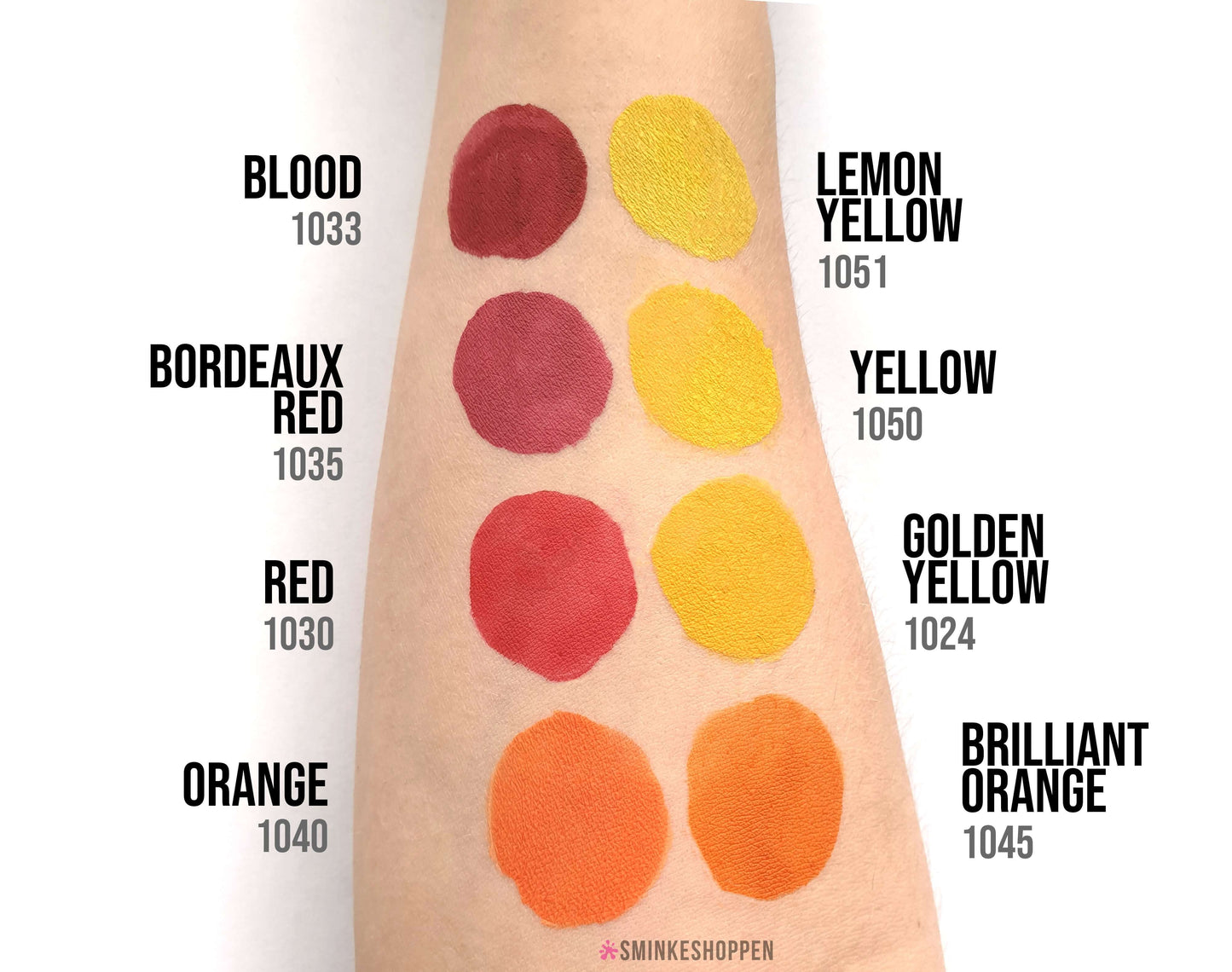 Test på hud af Diamond FX vandbaseret sminke og ansigtsmaling rød