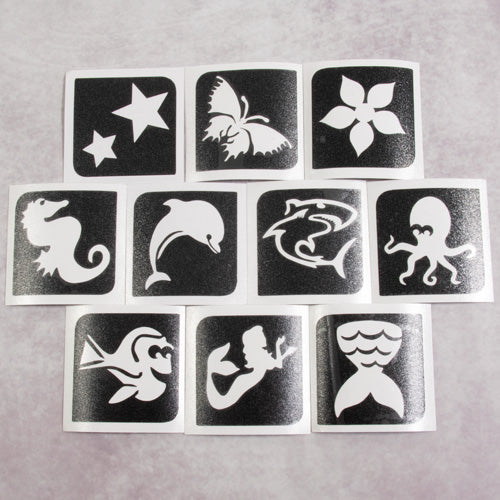 grimas glitter tattoo stencils i havet