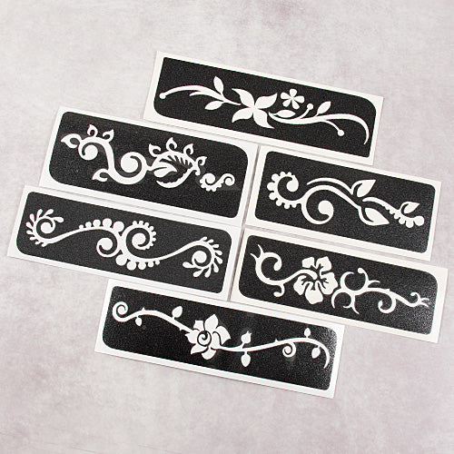grimas glitter tattoo stencils blomsterranker
