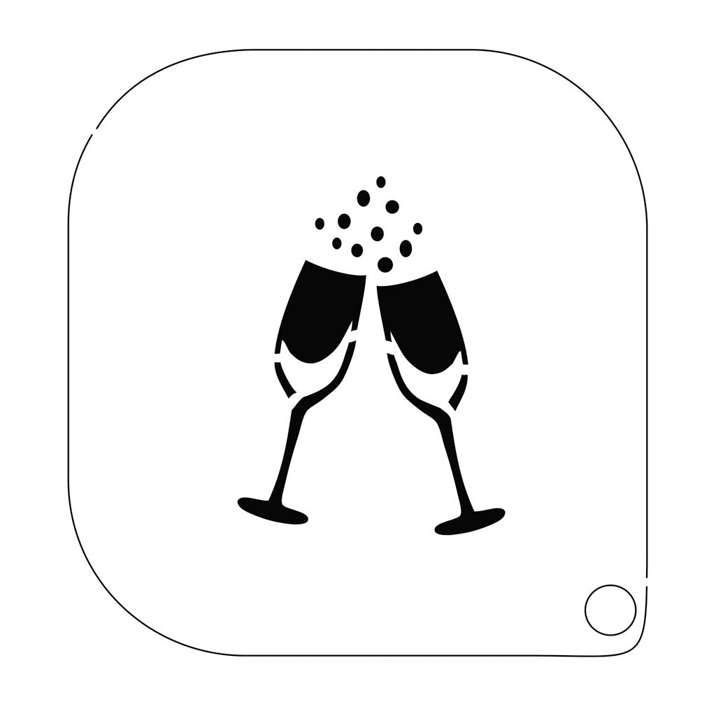 grimas stencil til ansigtsmaling skålende champagneglas
