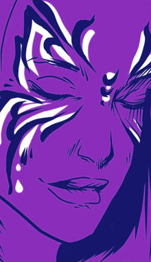 Tegnet pige med sommerfugl i ansigtet