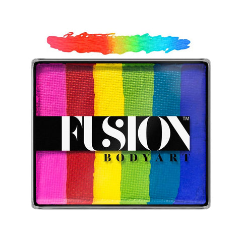 Fusion Body Art Bright Rainbow allergivenlig ansigtsmaling som rainbow cake/split cake i lyserød, rød, gul, grøn og blå 50 g