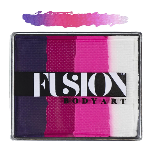 Fusion Body Art Power Princess allergivenlig ansigtsmaling som split cake eller rainbow cake i lilla, lyserød og hvid 50 g