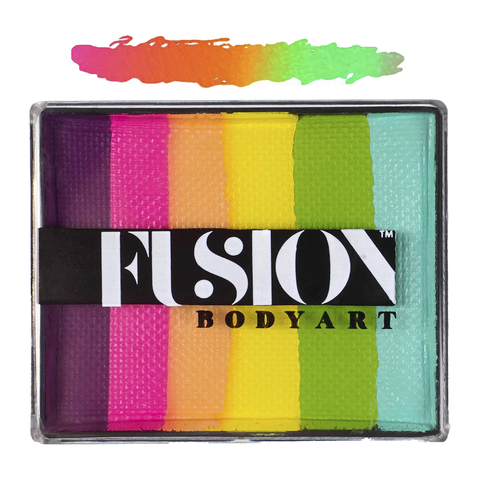Fusion Body Art Unicorn Party allergivenlig ansigtsmaling som split cake eller rainbow cake i regnbuefarver 50 g