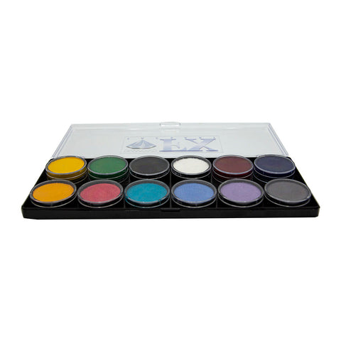 Diamond FX vandbaseret sminke og ansigtsmaling Essential/Pastel palette med 12 farver