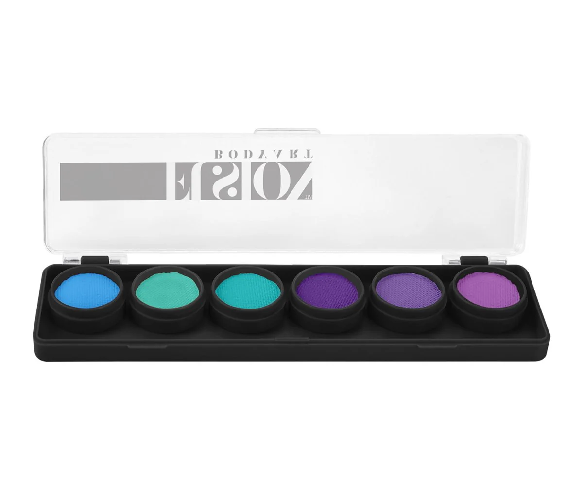 Fusion Body Art mystery box palette med blå, grøn og lilla