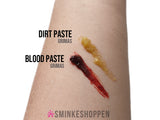 Test på hud af Grimas Bloodpaste (blodpasta) til sår og halloween