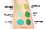 Test på hud af Diamond FX vandbaseret sminke og ansigtsmaling mørkegrøn