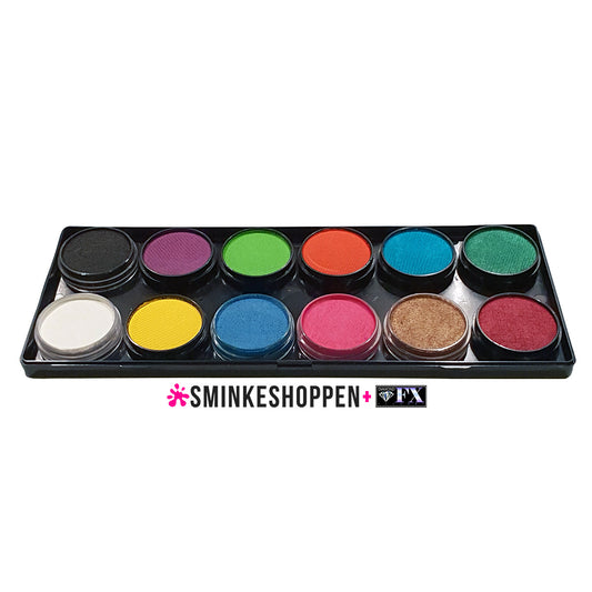 Diamond FX vandbaseret sminke og ansigtsmaling Sminkeshoppens Party-palette med 12 farver